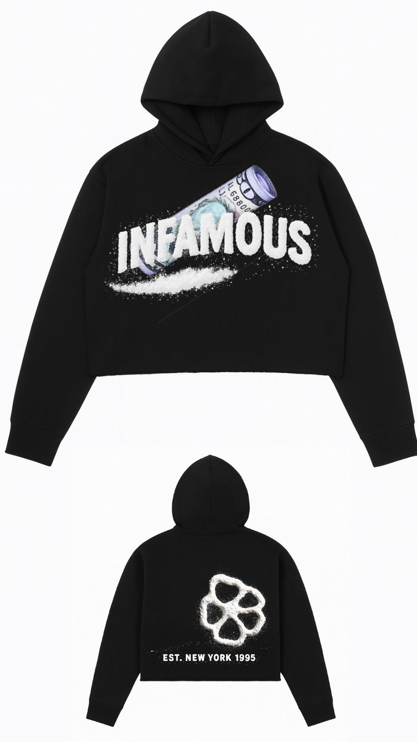 infamous White Gurl crop Hoodie
