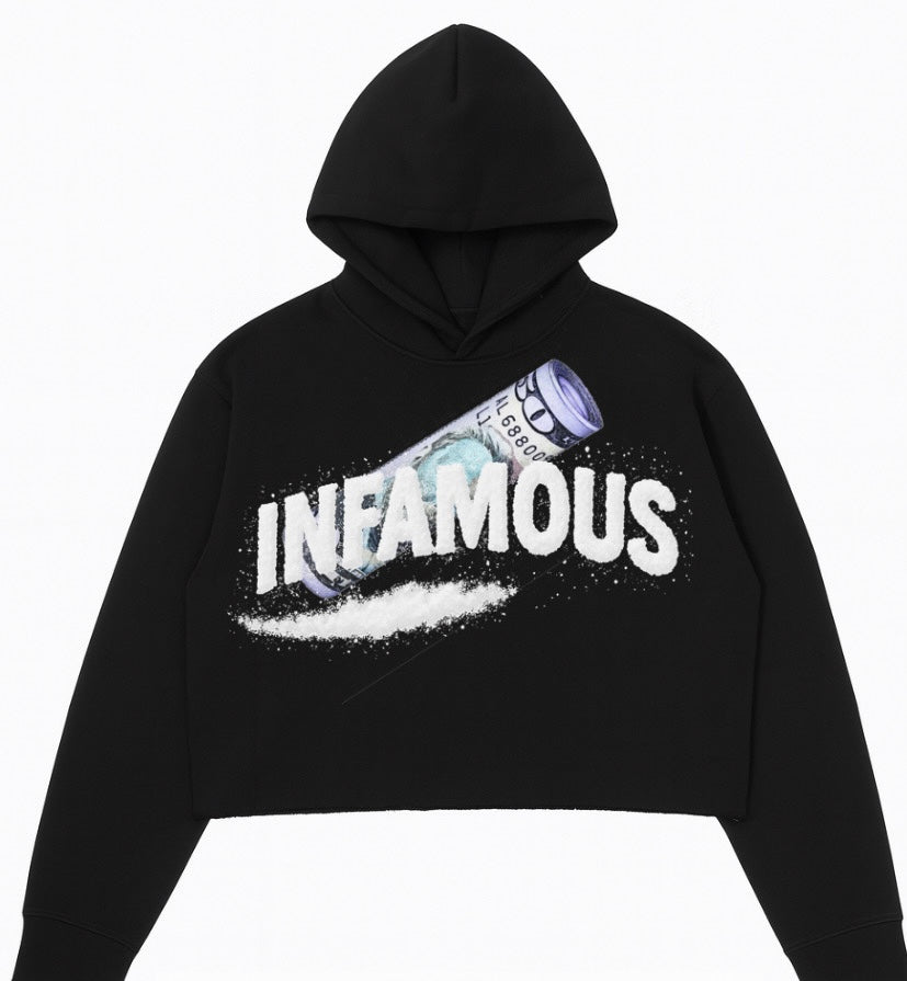 infamous White Gurl crop Hoodie